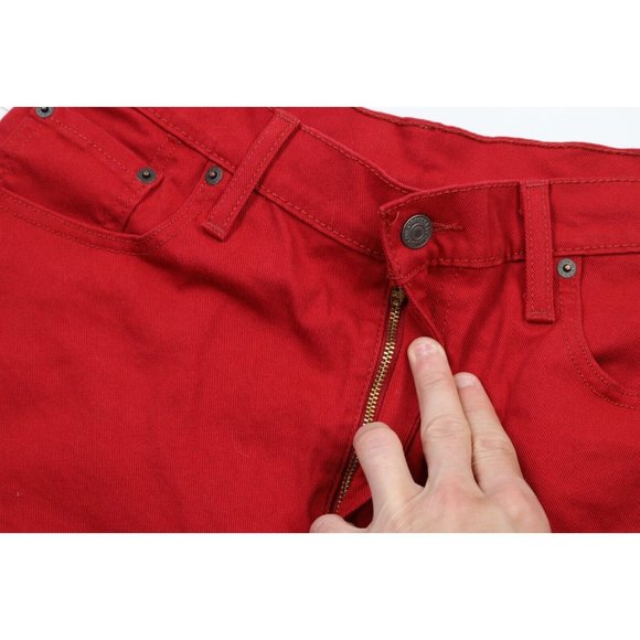 New Levis 569 Mens Size 30 Loose Fit Stretch Denim Jean Shorts Jorts Red - Picture 5 of 10
